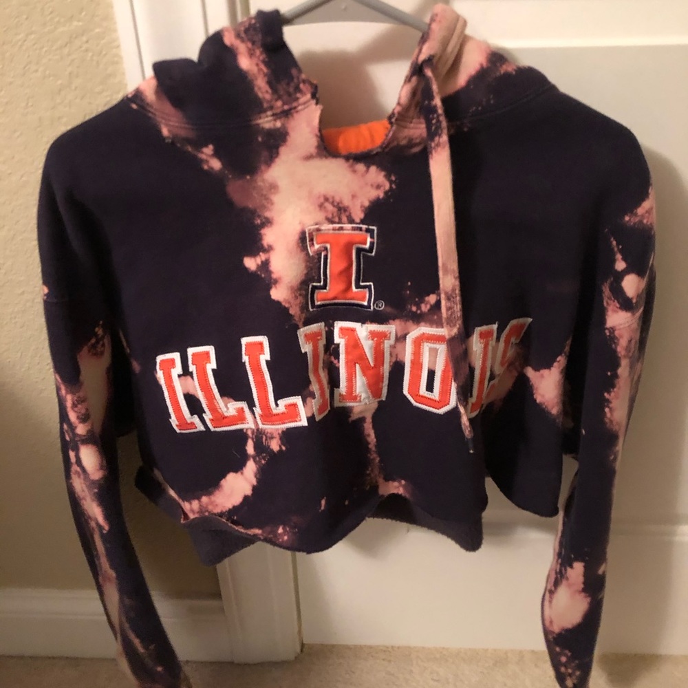 University Illinois bleached cropped hoodie